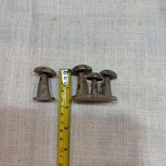 Vintage Hand Carved Petoskey Stone Mushroom Figurines Set of 2 Michigan Fossil - Picture 9 of 9